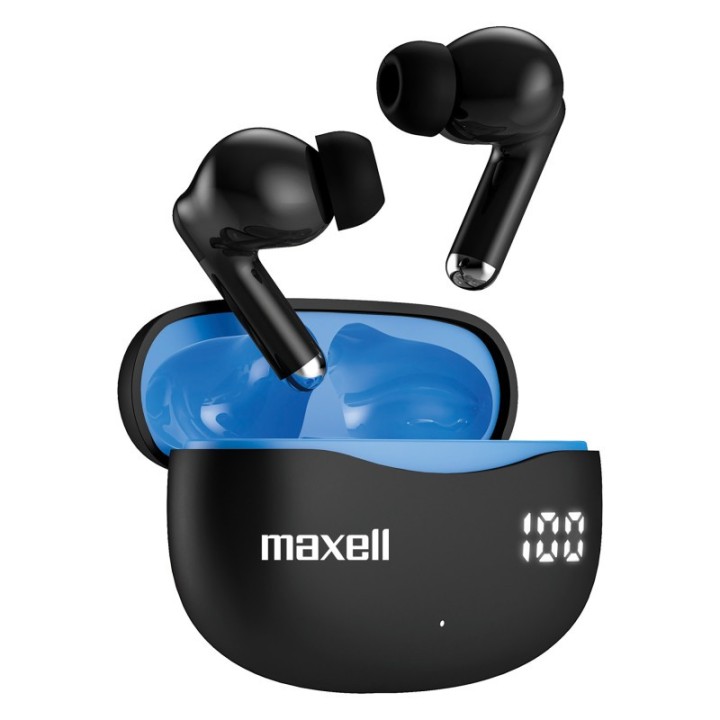 Maxell Bass 13 True Wireless Earbuds, Noise Cancelling, Black
