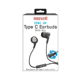 Maxell Sync Up Type-C® Wired Earbuds with Microphone, Black