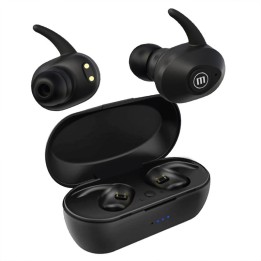 Maxell Mini True Wireless Earfin Style Earbuds, Black