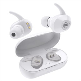 Maxell Mini True Wireless Earfin Style Earbuds, White