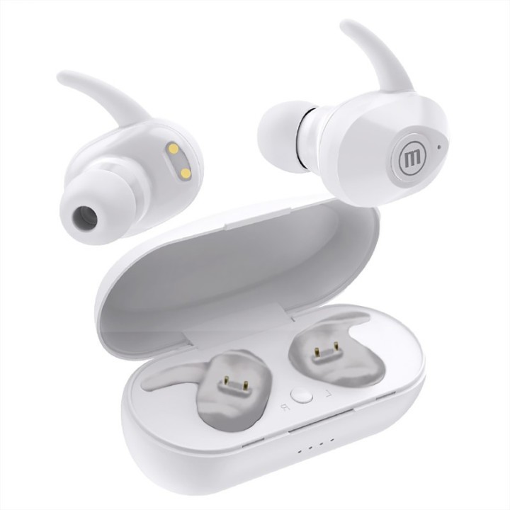 Maxell Mini True Wireless Earfin Style Earbuds, White