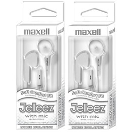 Maxell Jelleez™ Soft Earbuds with Mic, White, Pack of 2