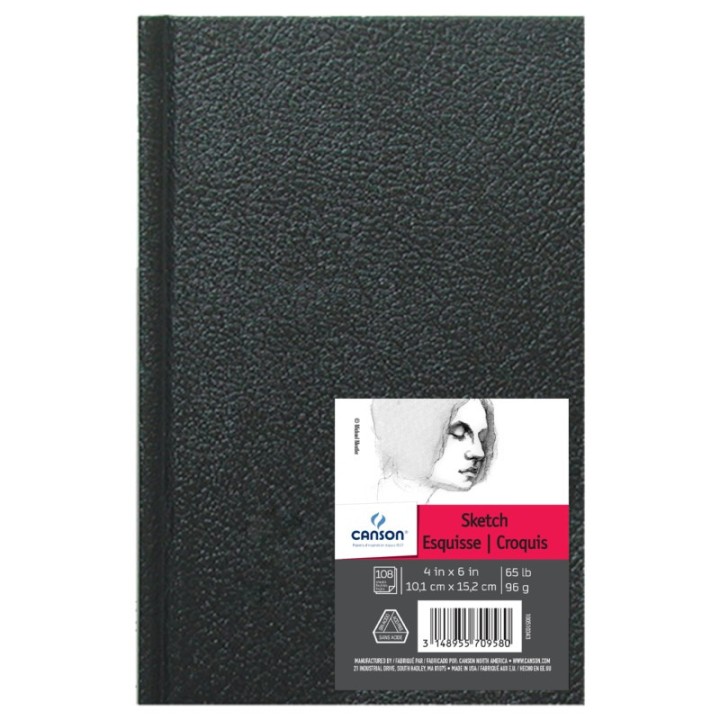 Canson Artist Series Sketch Art Book, Black Cover, Hardbound, 108 Sheet, 4x6 inch, 1 Count