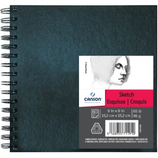 Canson Artist Series Sketch Art Book, Black Cover, Wire Binding, 80 Sheet, 6X6 inch, 1 Count