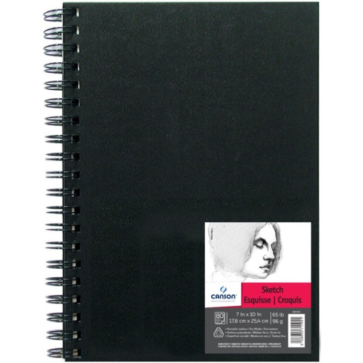 Canson Artist Series Sketch Art Book, Black Cover, Wire Binding, 80 Sheet, 7x10 inch, 1 Count