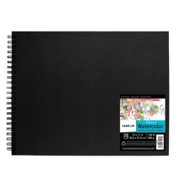 Canson Artist Series Montval Watercolor Art Book, Black Cover, Side Wire Binding, 20 Sheet, 14x11 inch, 1 Count