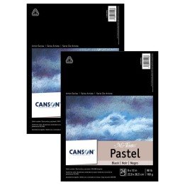 Canson Artist Series Mi-Teintes Pastel Pad, Black, Foldover Binding, 24 Sheet, 9x12 inch, Pack of 2