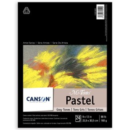 Canson Artist Series Mi-Teintes Pastel Pad, Gray Tones, Foldover Binding, 24 Sheet, 9x12 inch, 1 Count