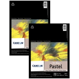 Canson Artist Series Mi-Teintes Pastel Pad, Gray Tones, Foldover Binding, 24 Sheet, 9x12 inch, Pack of 2