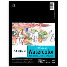 Canson Artist Series Montval Watercolor Pad, Foldover Binding, Foldover Binding, 12 Sheet, 9x12 inch, 1 Count