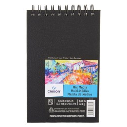 Canson Artist Series Mixed Media Art Book, Black Cover, Side Wire Binding, 40 Sheet, 14X21.6 inch, 1 Count