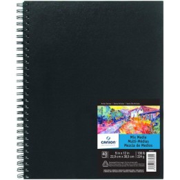 Canson Artist Series Mixed Media Art Book, Black Cover, Side Wire Binding, 10 Sheet, 9x12 inch, 1 Count
