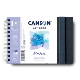 Canson Artist Series Montval Watercolor Art Book, Fabric Cover, Side Wire Binding, 48 Sheet, 8.3x5.8 inch, 1 Count