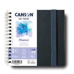 Canson Artist Series Montval Watercolor Art Book, Fabric Cover, Side Wire Binding, 48 Sheet, 7.8x7.8 inch, 1 Count