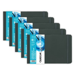 Canson Graduate Watercolor Art Book, Hard Cover Binding, 28 Sheet, 8.5x5.5 inch, Pack of 5