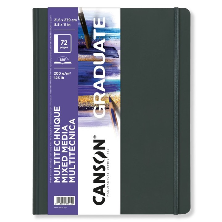 Canson Graduate Mixed Media Art Book, Hard Cover Binding, 36 Sheet, 8.5x11 inch, 1 Count