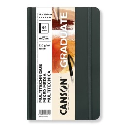 Canson Graduate Mixed Media Art Book, Toned Natural, Hard Cover Binding, 32 Sheet, 5.5x8.5 inch, 1 Count