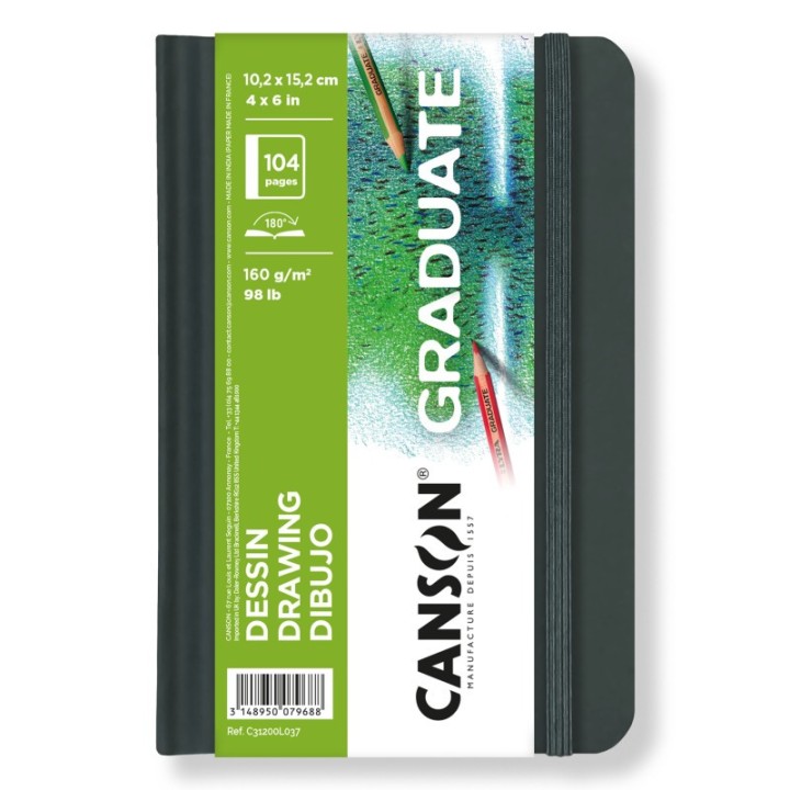 Canson Graduate Drawing Art Book, Hard Cover Binding, 52 Sheet, 4x6 inch, 1 Count