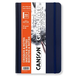 Canson Graduate Sketch & Notes Art Book, Dark Blue, Hard Cover Binding, 92 Sheet, 5.5x8.5 inch, 1 Count