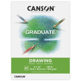 Canson Graduate Drawing Pad, Foldover Binding, 30 Sheet, 9x12 inch, 1 Count