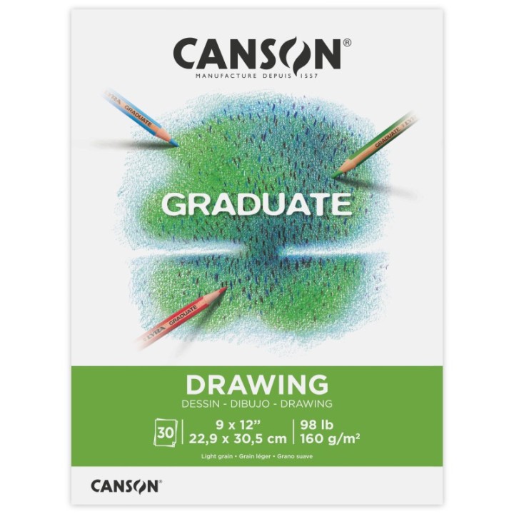 Canson Graduate Drawing Pad, Foldover Binding, 30 Sheet, 9x12 inch, 1 Count