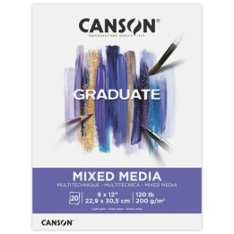 Canson Graduate Mixed Media Pad, Foldover Binding, 20 Sheet, 9x12 inch, 1 Count