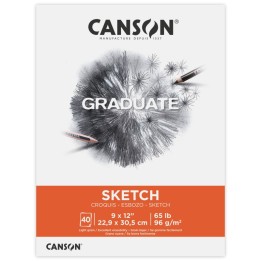 Canson Graduate Sketch Pad, Foldover Binding, 40 Sheet, 9x12 inch, 1 Count