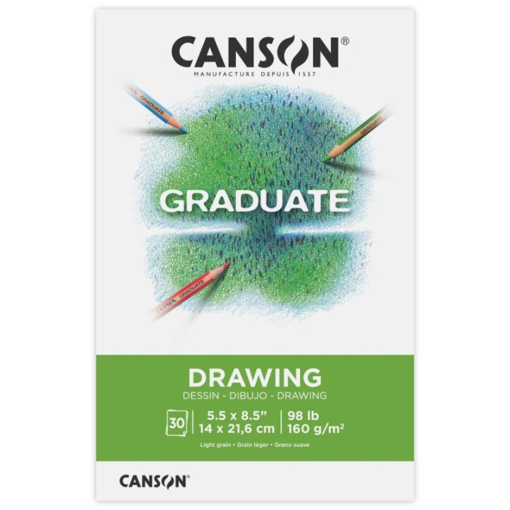 Canson Graduate Drawing Pad, Foldover Binding, 30 Sheet, 5.5x8.5 inch, 1 Count