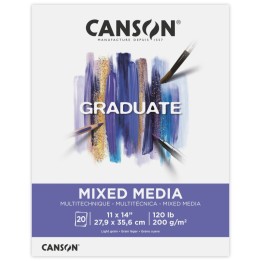Canson Graduate Mixed Media Pad, Foldover Binding, 20 Sheet, 11x14 inch, 1 Count