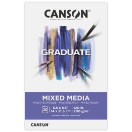 Canson Graduate Mixed Media Pad, Foldover Binding, 20 Sheet, 5.5x8.5 inch, 1 Count