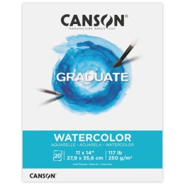 Canson Graduate Watercolor Pad, Foldover Binding, 20 Sheet, 11x14 inch, 1 Count