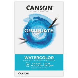 Canson Graduate Watercolor Pad, Foldover Binding, 20 Sheet, 5.5x8.5 inch, 1 Count