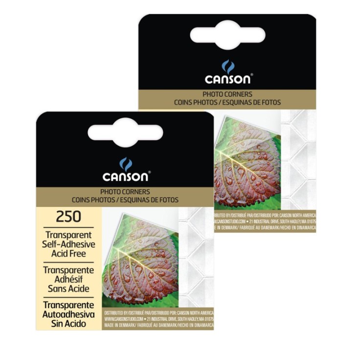 Canson Canson Self-Adhesive Photo Corners, Transparent, 250 Per Pack, 2 Packs