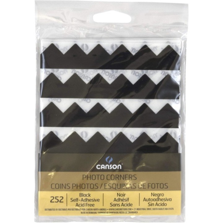 Canson Self Adhesive Photo Corners, Black, 252 Pieces
