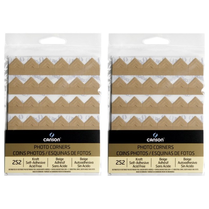 Canson Canson Self-Adhesive Photo Corners, Kraft, 252 Per Pack, 2 Packs