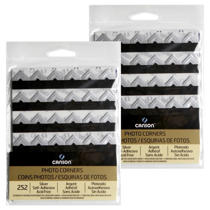 Canson Canson Self-Adhesive Photo Corners, Silver, 252 Per Pack, 2 Packs