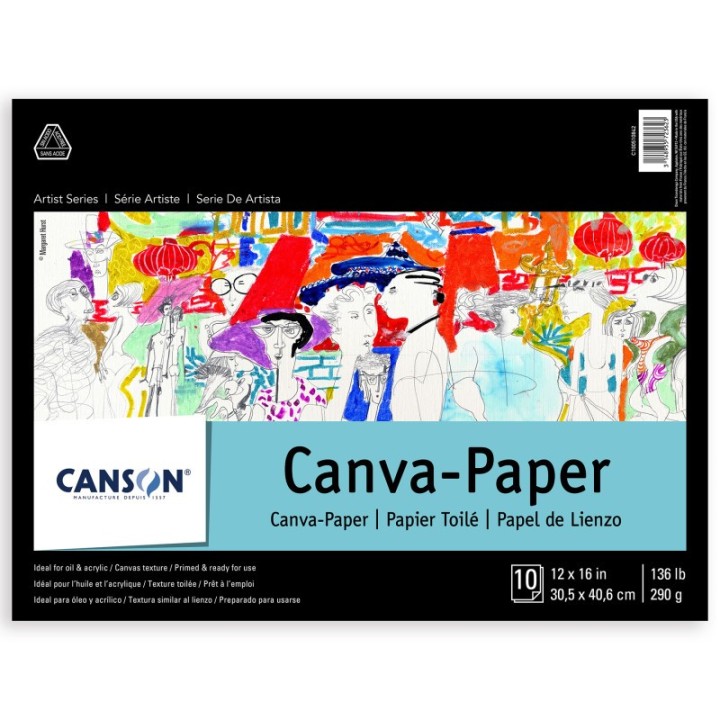 Canson Artist Series Canva Canvas Pad, Foldover Binding, 10 Sheet, 12x16 inch, 1 Count