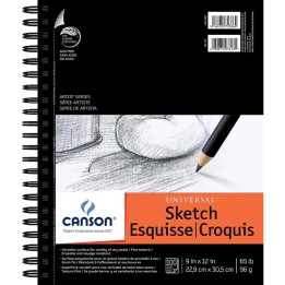 Canson Artist Series Universal Sketch Pad, Side Wire Binding, 100 Sheet, 9x12 inch, 1 Count