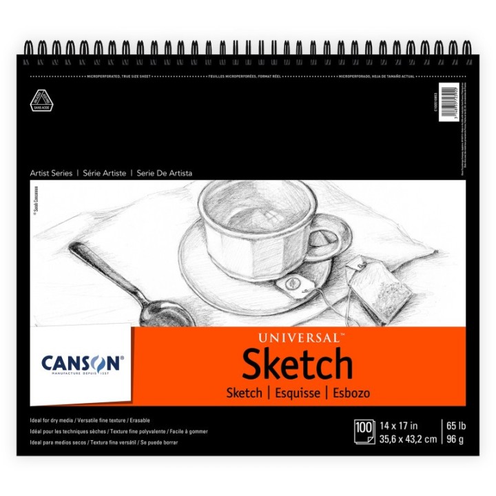 Canson Artist Series Universal Sketch Pad, Top Wire Binding, 100 Sheet, 14x17 inch, 1 Count