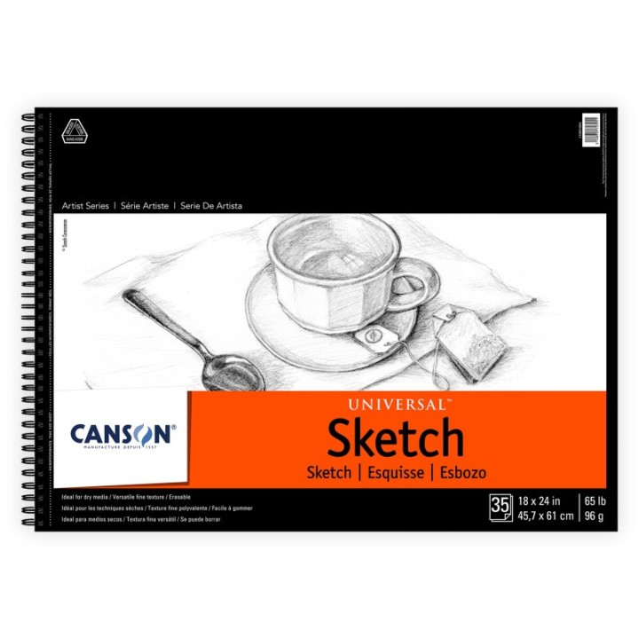Canson Artist Series Universal Sketch Pad, Side Wire Binding, 35 Sheet, 18x24 inch, 1 Count
