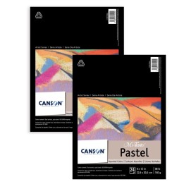 Canson Artist Series Mi-Teintes Pastel Pad, Assorted Colors, Foldover Binding, 24 Sheet, 9x12 inch, Pack of 2