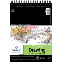 Canson Artist Series C à Grain Drawing Pad, Top Wire Binding, 20 Sheet, 9x12 inch, 1 Count