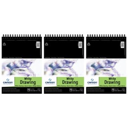 Canson Artist Series Drawing Pad, Bright White, Top Wire Binding, 24 Sheet, 9x12 inch, Pack of 3
