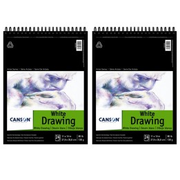 Canson Artist Series Drawing Pad, Bright White, Top Wire Binding, 24 Sheet, 11x14 inch, Pack of 2