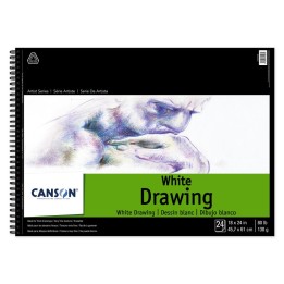 Canson Artist Series Drawing Pad, Bright White, Side Wire Binding, 24 Sheet, 18x24 inch, 1 Count