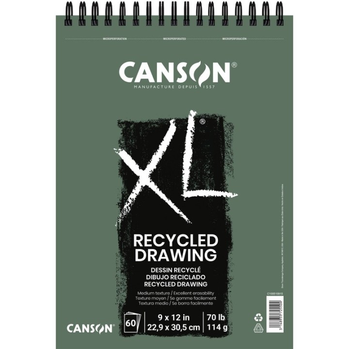Canson XL Series Drawing Pad, Recycled, Top Wire Binding, 60 Sheet, 9x12 inch, 1 Count