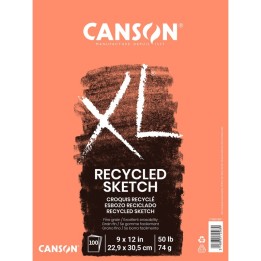 Canson XL Series Sketch Pad, Recycled, Foldover Binding, 100 Sheet, 9x12 inch, 1 Count