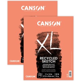 Canson XL Series Sketch Pad, Recycled, Foldover Binding, 100 Sheet, 11x14 inch, Pack of 2