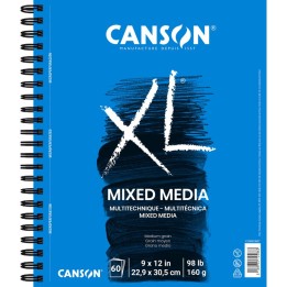Canson XL Series Mixed Media Pad, Side Wire Binding, 60 Sheet, 9x12 inch, 1 Count