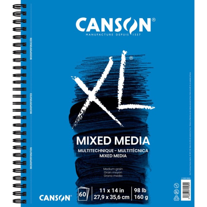 Canson XL Series Mixed Media Pad, Side Wire Binding, 60 Sheet, 11x14 inch, 1 Count